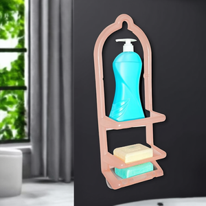 2-Tier Hanging Bathroom Organizer <b>Plastic</b> <b>Shelf</b> For Shampoo And Soap Assorted Colors - Product Image 3