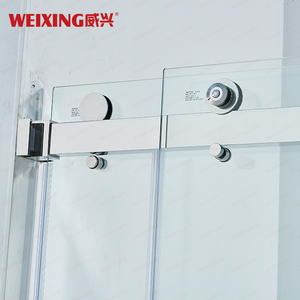Weixing buena calidad 304 acero inoxidable sin marco Hotel <span class=keywords><strong>baño</strong></span> doble deslizamiento Pantalla de ducha de vidrio templado - Product Image 5