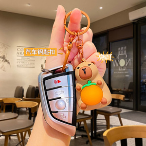 Wholesale Cute Capybara <b>Doll</b> Keychain Cartoon Style Animal Pattern Rubber Car Pendant Safe Bag <b>Accessories</b> for Camping Lighting - Product Image 3