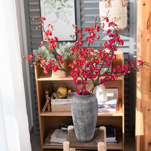ดอกพลัมประดิษฐ์ CallaFloral กิ่งเดี่ยว สีแดง สำหรับตกแต่งภายในบ้าน ผ้าทอ Pan Weaving รุ่น MW36888 - Product Image 1