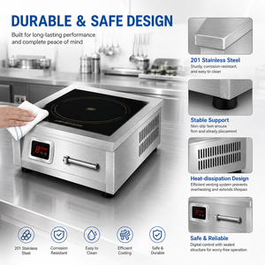 Table de cuisson à induction magnétique professionnelle 6kW 8kW en acier inoxydable pour cuisine de restaurant - Product Image 5