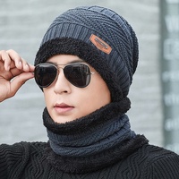Ensembles bonnet et écharpe d'hiver pour homme, bonnet en laine épaisse tricoté, écharpe de cou, bonnet d'hiver, bonnet pour femme, cagoule, masque, chapeau