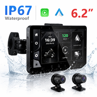 GPS Motor Carplay Layar 6.2 Inci 1024x600 Mirroring Kamera Ganda DVR Perekaman Loop GPS Eksternal untuk Olahraga Motor