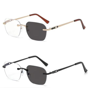 Occhiali <span class=keywords><strong>da</strong></span> Sole Senza Montatura Fotocromatici, <span class=keywords><strong>Lenti</strong></span> Decorative Retrò che Cambiano Colore, Occhiali Anti Luce Blu - Product Image 1