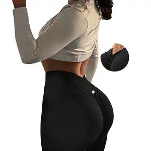 Leggings de Yoga para Mujer, Cintura Alta Elástica, Largos, Sin Costuras, con Efecto Push-Up, Pantalones Deportivos para Fitness, Color Sólido - Product Image 1