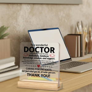 Placa Decorativa Acrílica Transparente Plana 2D, Impresa con UV, Corte Láser, Minimalista, Elegante, Rectangular, Letrero <span class=keywords><strong>de</strong></span> Agradecimiento <span class=keywords><strong>para</strong></span> Médico - Product Image 4