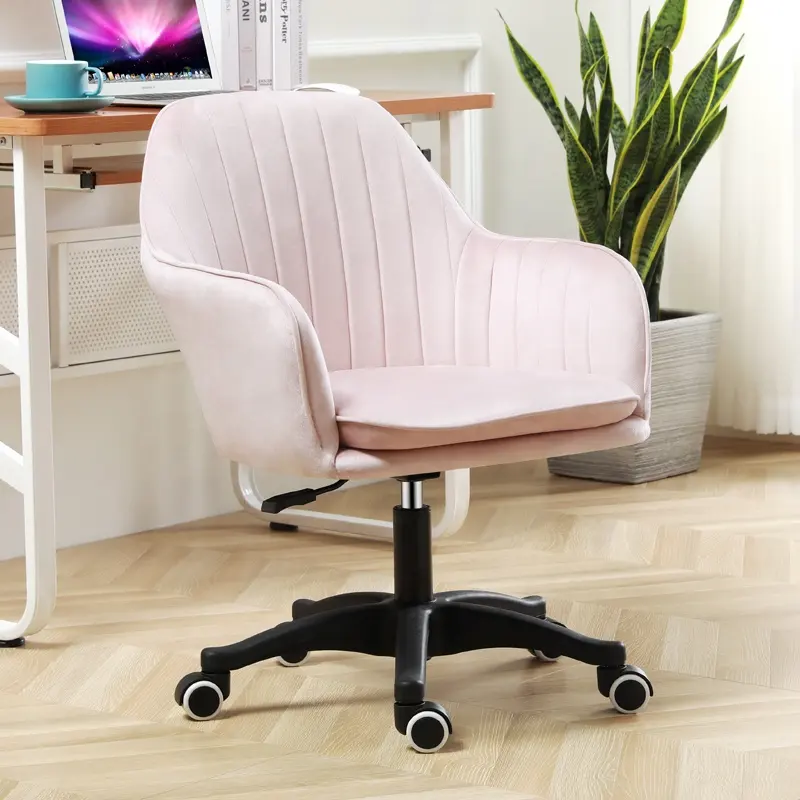 Factory Ergonomic Green Padded Computer Armchair Height Adjustable Design pink Swivel velvet office chair desk chair With Wheels