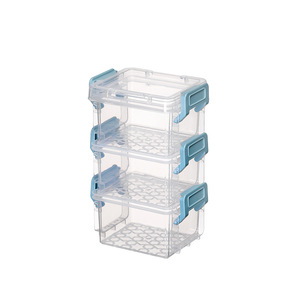 Transparent Plastic Storage Box Stackable With Lid For Jewelry Cosmetics Pills Food Container Rectangle Solid Color - Product Image 5