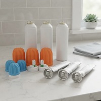 Bouteille aérosol cylindrique en fer blanc pour usage industriel avec finition laquée mate, impression sérigraphique et bouchon à couronne scellé