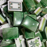 Juego de Mahjong Americano Moderno de Acrílico Verde Jade Cloud, Diseño Botánico, Fichas de Mahjong de Imitación de Jade de Lujo, Regalo Duradero Resistente al Agua