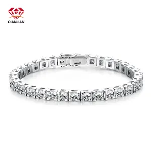 Joyería de moda Pulsera de cadena de tenis 925 Pulsera de tenis de diamante de moissanita de plata esterlina para hombres y mujeres