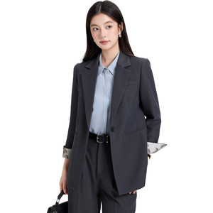 Women's Suit Jacket Solid Color Polyester Anti-Wrinkle Casual Blazer For Office And College Students Spring Autumn Wear - Product Image 5