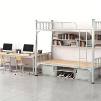 Lit superposé de couleur personnalisée avec tiroirs de rangement, cadre en métal et lattes de bois pour les appartements ou les chambres du personnel des dortoirs universitaires