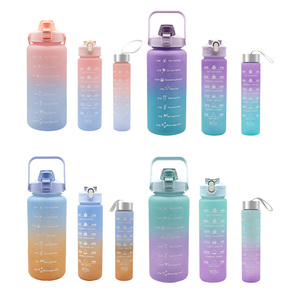 Bouteille d'eau de sport en plastique de 2 L (demi-gallon) avec marqueurs de temps, bouteille d'eau motivante 3 en 1 - Product Image 4