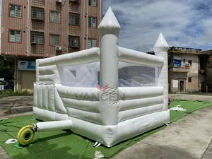 Casa de salto comercial para niños, castillo hinchable de Color, casa de rebote blanca con pozo personalizado con tobogán para cumpleaños