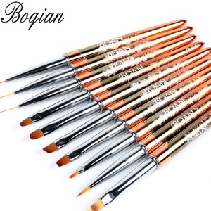 <span class=keywords><strong>BQAN</strong></span>-Juego de pinceles para uñas, pelo sintético ovalado con mango de metal dorado y rosa, nuevo, 2021 - Product Image 4