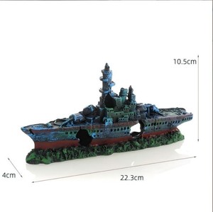 Ornement d'avion en résine PKY, détruit, avec grotte cachette, déchirure d'avion sous-<span class=keywords><strong>marin</strong></span> effrayant, décoration d'aquarium - Product Image 2