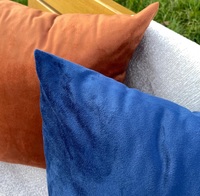 Housse de coussin carrée en velours doux bleu marine 18x18 pouces, vierge pour broderie