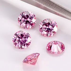 Factory Direct 8.00mm 2 Carat Fancy Gems Synthetic Round Pink Diamond Moissanite