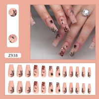 Vente en gros de 24 pièces de toile d'araignée d'Halloween patch de faux ongles amovible portable moyen T colle diamant manucure dessin animé pour les doigts