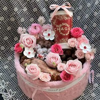 Kotak Hadiah Bulat Besar Bergaya Jendela Baru untuk Bunga dan Buah, Kotak Bunga Teh Susu Musim Gugur, Perlengkapan Florist Grosir