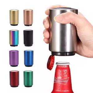 Tiktok Hot Draagbare Automatische Roestvrijstalen Push-Down Flesopener Voor Home Bar Outdoor Camping Manuele Bierflesopener