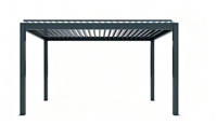 Pergola à lames orientables en aluminium imperméable One-Alu, taille personnalisée, avec toit électrique et éclairage LED intégré