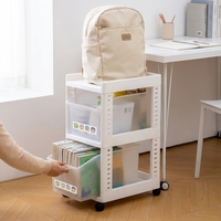 Étagère de rangement multifonctionnelle moderne en plastique PP BNBS, 2 à 4 niveaux, brillante, avec roulettes, pour bureau, sol, chariot mobile pour articles divers