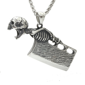 Collar con colgante de esqueleto yunnique, acero inoxidable, joyería de moda unisex, regalo - Product Image 1