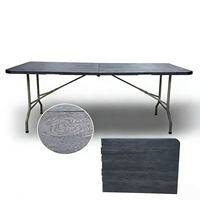 Table pliante rectangulaire en plastique HDPE noir de 180 cm, pliable au centre, pour fêtes, vente en gros