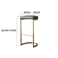 Chaise de salle à manger décontractée de style café moderne de luxe, chaise de bar tendance, tabouret de bar américain léger et luxueux à motif pied-de-poule