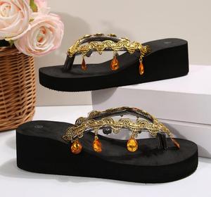 Nuevo Estilo de Sandalias para Mujer, <span class=keywords><strong>Chanclas</strong></span> de Verano <span class=keywords><strong>con</strong></span> Diamantes, Tacón de Cuña y Suela Gruesa para la <span class=keywords><strong>Playa</strong></span> - Product Image 5