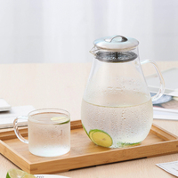 Bouilloire en verre 1.9L en forme de goutte d'eau Pot de jus résistant à la chaleur Carafe transparente antidéflagrante