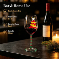 Verre à vin à long pied rayé rouge et vert, peint à la main, design de Noël personnalisé, élégant, sans plomb, pour la décoration de table et l'usage commercial