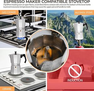 Bình pha cà phê Moka bằng nhôm 3 cốc 150ml, máy pha cà phê Espresso trên bếp, máy pha cà phê kiểu Percolator - Product Image 5