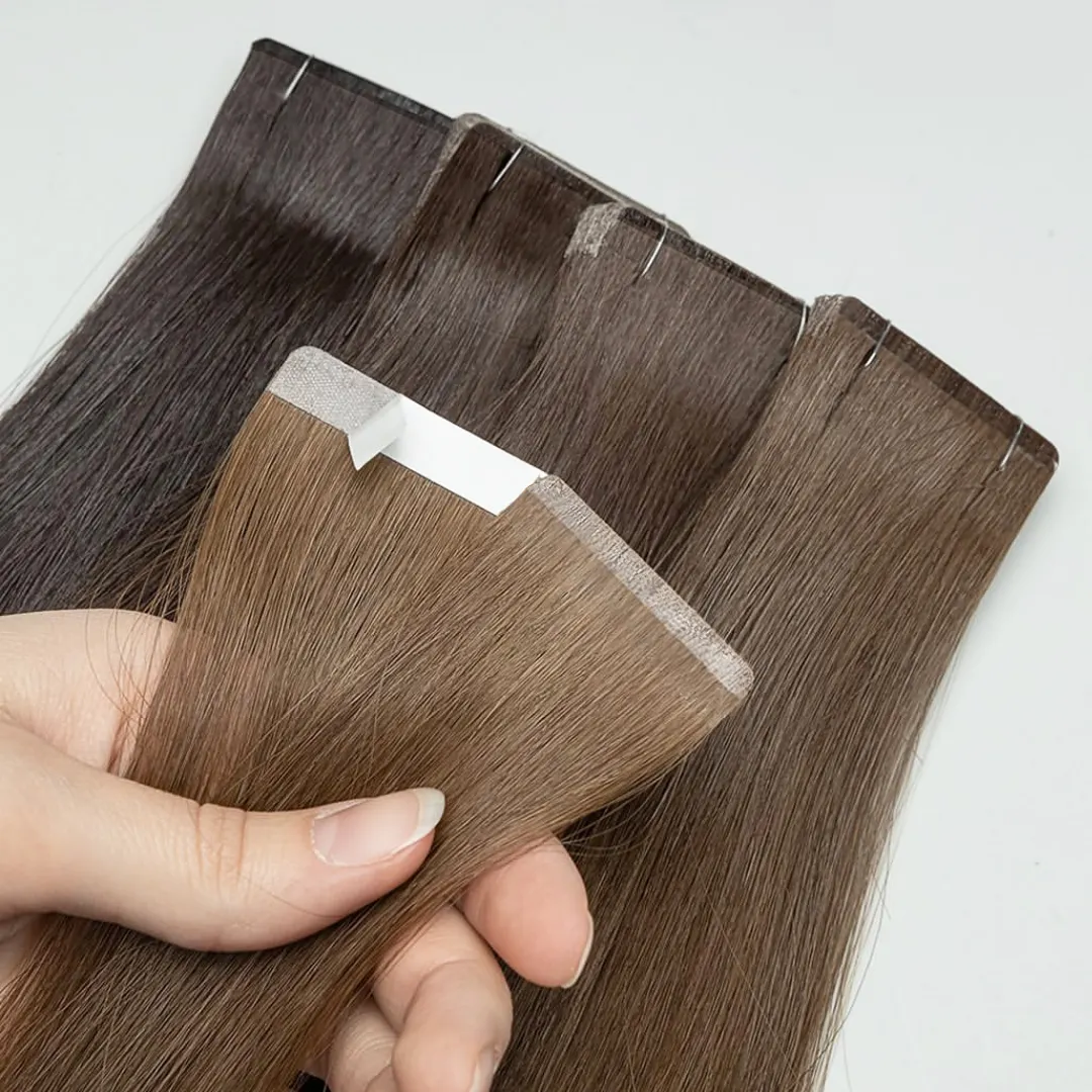 Bán buôn Châu Âu Nga balayage cô gái tóc vàng đôi rút ra nguyên Trinh Nữ tóc con người vô hình hẹp băng trong phần mở rộng cho phụ nữ