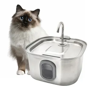 Venta al por mayor accesorios para mascotas personalizado 3.2L Acero inoxidable automático fuente de agua para mascotas para Gatos Perros