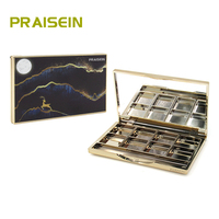 Produit étui cosmétique à clapet avec miroir, palette d'ombres à paupières 8 couleurs en plastique doré avec motif imprimé 3D personnalisé