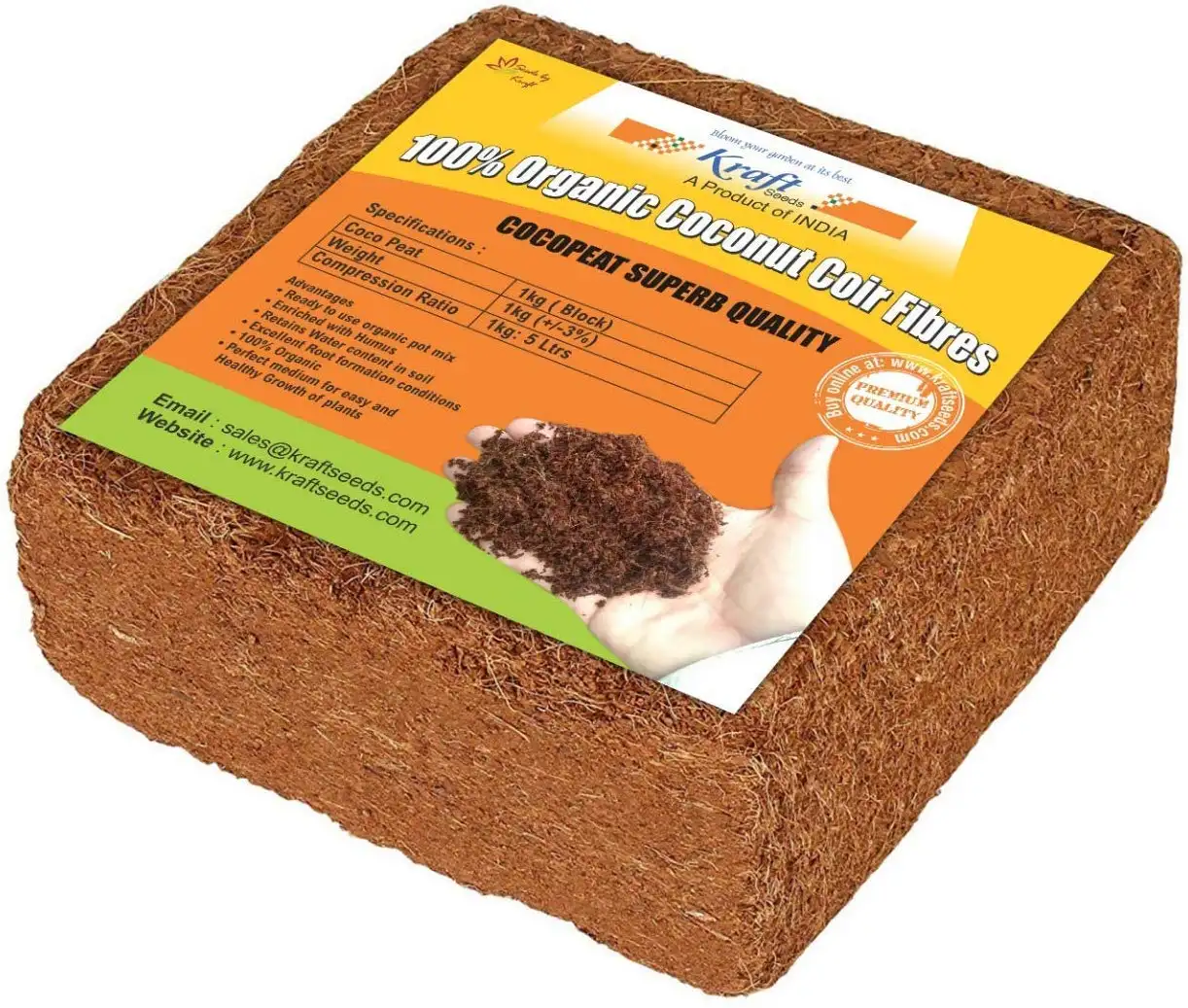 Bloques de turba de Coco, 650g, 5KG, 1KG