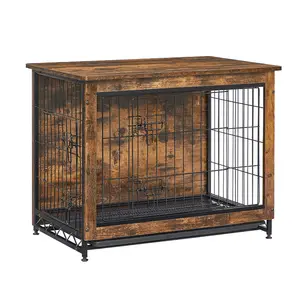 Wooden Pet House Double Doors Wooden Dog Crate Pet Dog Crate End Table Furniture With Removable Tray