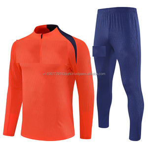 Vêtements d'entraînement de football, maillot de football à manches longues avec fermeture éclair, automne-hiver, adulte, vêtements d'entraînement avant le match, ensemble de vêtements à séchage rapide - Product Image 2