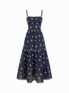 Vestido Maxi de Mujer Estilo Retro Francés con Encaje en el Cuello, Estilo Pastoral para Vacaciones, Vestido de Gasa y Algodón para Mujer - Product Image 6