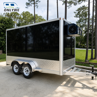 Remolque Refrigerado para Alimentos ONLYWE, Totalmente Equipado, Aislado, Negro y Plateado, Doble Eje, con Termostato Digital para Almacenamiento de Alimentos Congelados
