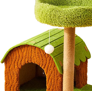Árbol para Gatos Estilo Bosque, Marrón y Verde, Tres Tamaños, con Rascadores, Juguetes de Pino, para Gatear, Dormir, Diseño de Jungla - Product Image 6