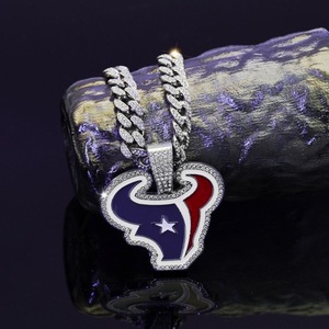 Collar con colgante del equipo de fútbol americano de la NFL Houston Texans, estilo europeo-americano transfronterizo, unisex, hip hop, exagerado, de aleación de bambú. - Product Image 1