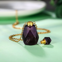 Pendentif de luxe en pierre naturelle, diffuseur d'huiles essentielles, flacon de parfum, collier, bijoux