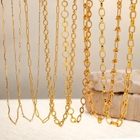 Collier tendance en acier inoxydable plaqué or PVD 18 carats, hypoallergénique, inaltérable, avec fermoir rond à pression et chaîne maille trombone pour breloques DIY