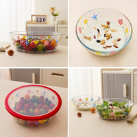 Plat à fruits rond en verre trempé Hxglass, 0,8 L, 1,4 L, 2,4 L, 3,7 L, avec couvercle, pour micro-ondes, vente en gros