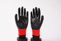 ISO9000 13 Polyester Rouge 13 pouces Gants en nitrile à haute adhérence Gants de travail industriels