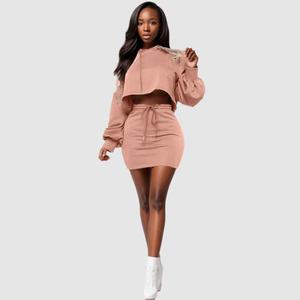 Ensembles deux pièces : Jupes à capuche et combinaisons à cordon de serrage pour femme – Tendance mode - Product Image 2